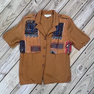 Christina James Women's Vintage Art To Wear Blouse Size 8